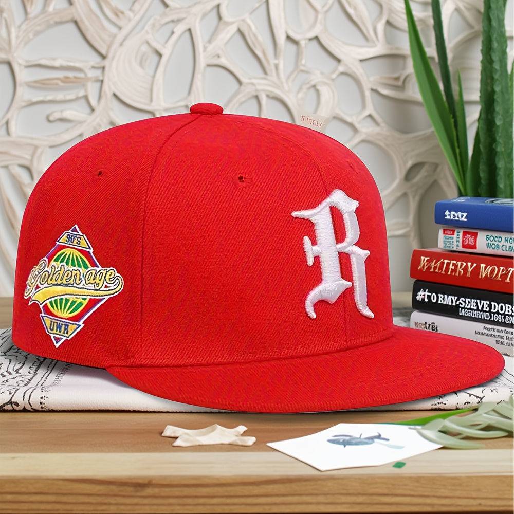 Men’s Embroidered Flat Brim Hat – Hip-Hop Style Baseball Cap for Parties, Streetwear & Outdoor Sports – Windproof & Sunshade Design