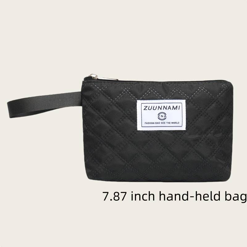 Set of 2 travel bags (small & large) with diamond grid design, lightweight polyester, multipocket sports gym storage