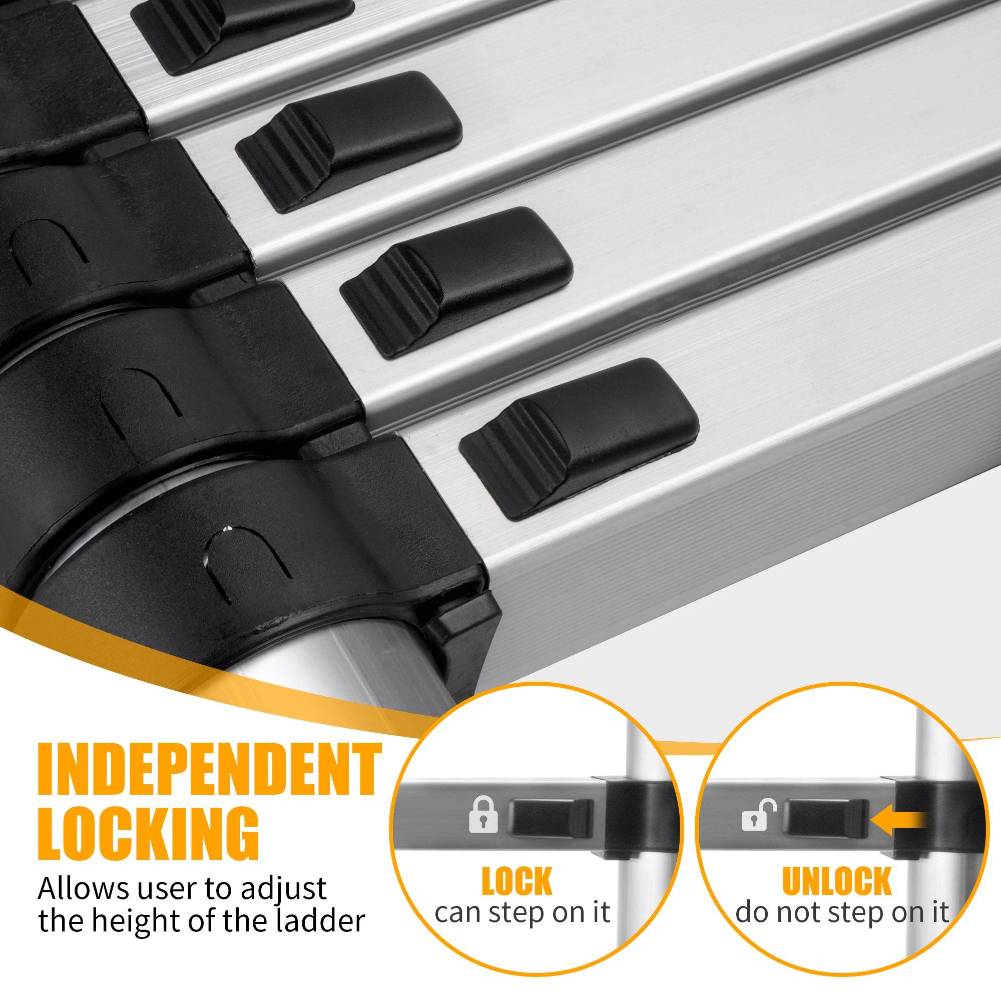 Telescoping Ladder 8.56 Ft Aluminum With Anti Skid Steps