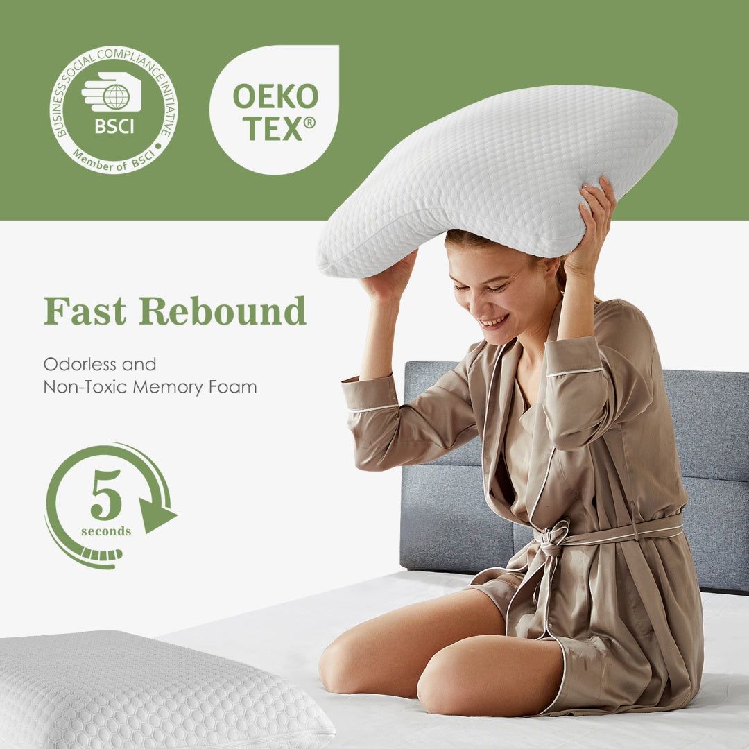 2 Pack Ergonomic Memory Foam Pillows