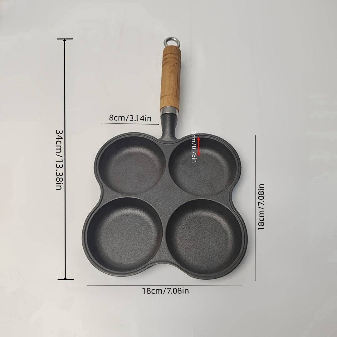 4-Hole Nonstick Egg & Omelette Pan – Multi-Section Frying Pan for Pancakes, Burgers, Bacon & Steak