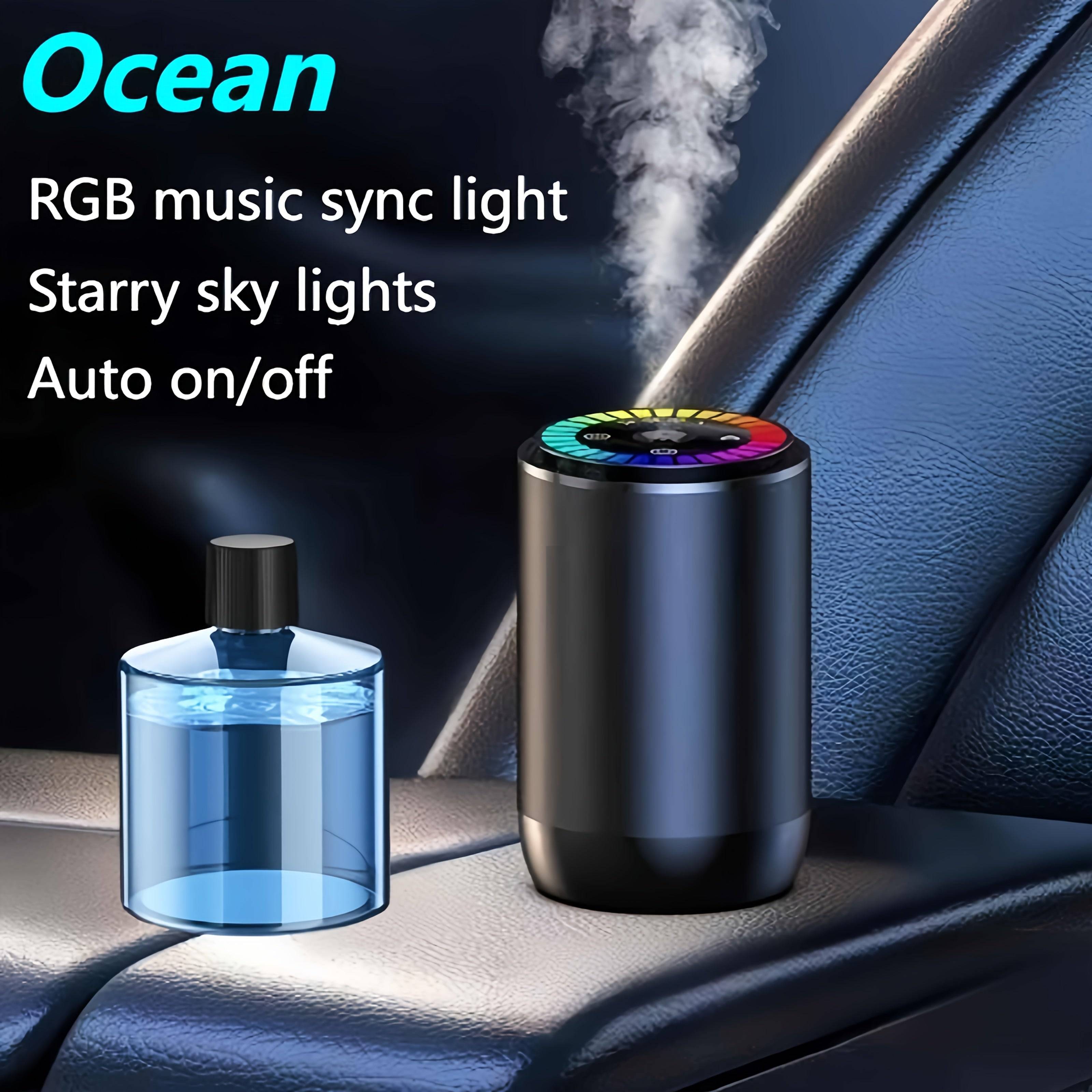 Smart Car Air Freshener with Dynamic Light Show & Starry Sky Mode Essential Oil Diffuser with Adjustable Fragrance Intensity Long-Lasting French Cologne Scent