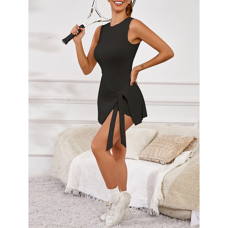 Womens Tennis Dress with Built In Shorts Wrap Skirt