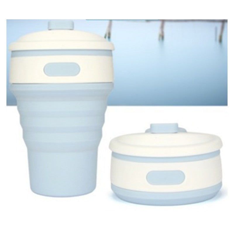 Collapsible Silicone Travel Cup 350ml BPA-Free Folding Coffee Mug with Leak-Proof Lid and Handle