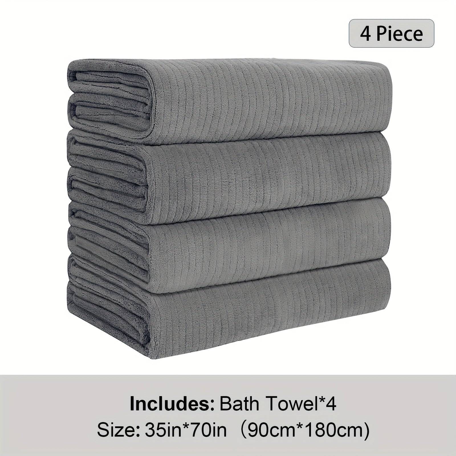 4pcs Oversized Bath Towels Set Extra Large 35"x70" Microfiber Quick-Dry Shower Towels Super Soft & Absorbent XL Bathroom Essentials for Family