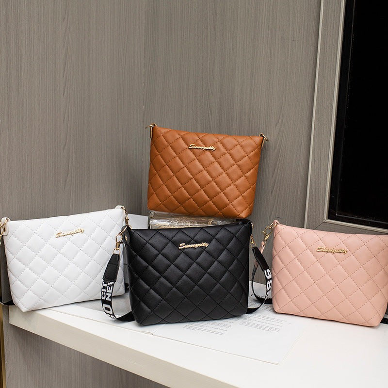 Women’s Small Messenger Bag PU Leather Diamond Quilted Crossbody Purse with Chain Shoulder Strap