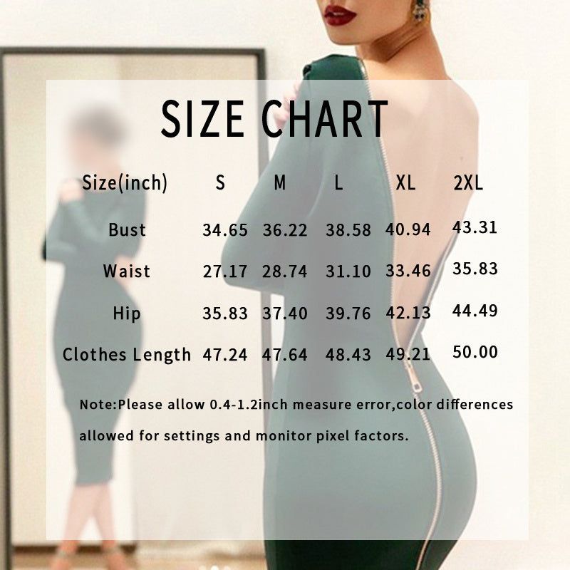 Zipper Back Bodycon Dress with Long Sleeves