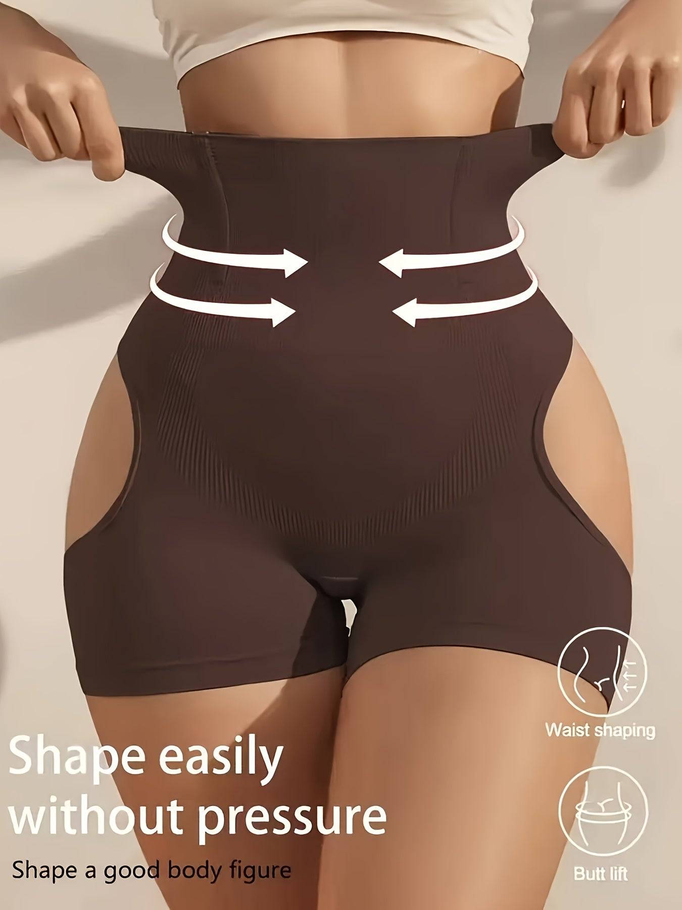 Women’s High-Waisted Shapewear Shorts – Nylon & Elastane Blend with Tummy Control and Butt Lift, Smooth Solid Color Fabric