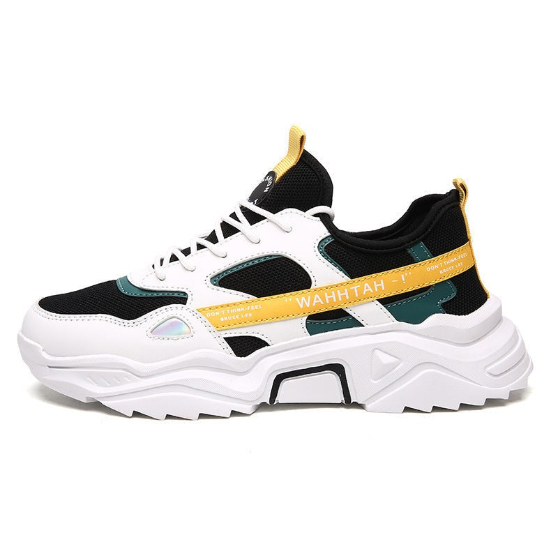 Men’s Casual Platform Sports Shoes Color Block Lace-Up Sneakers with PVC Rubber Sole Lightweight Design