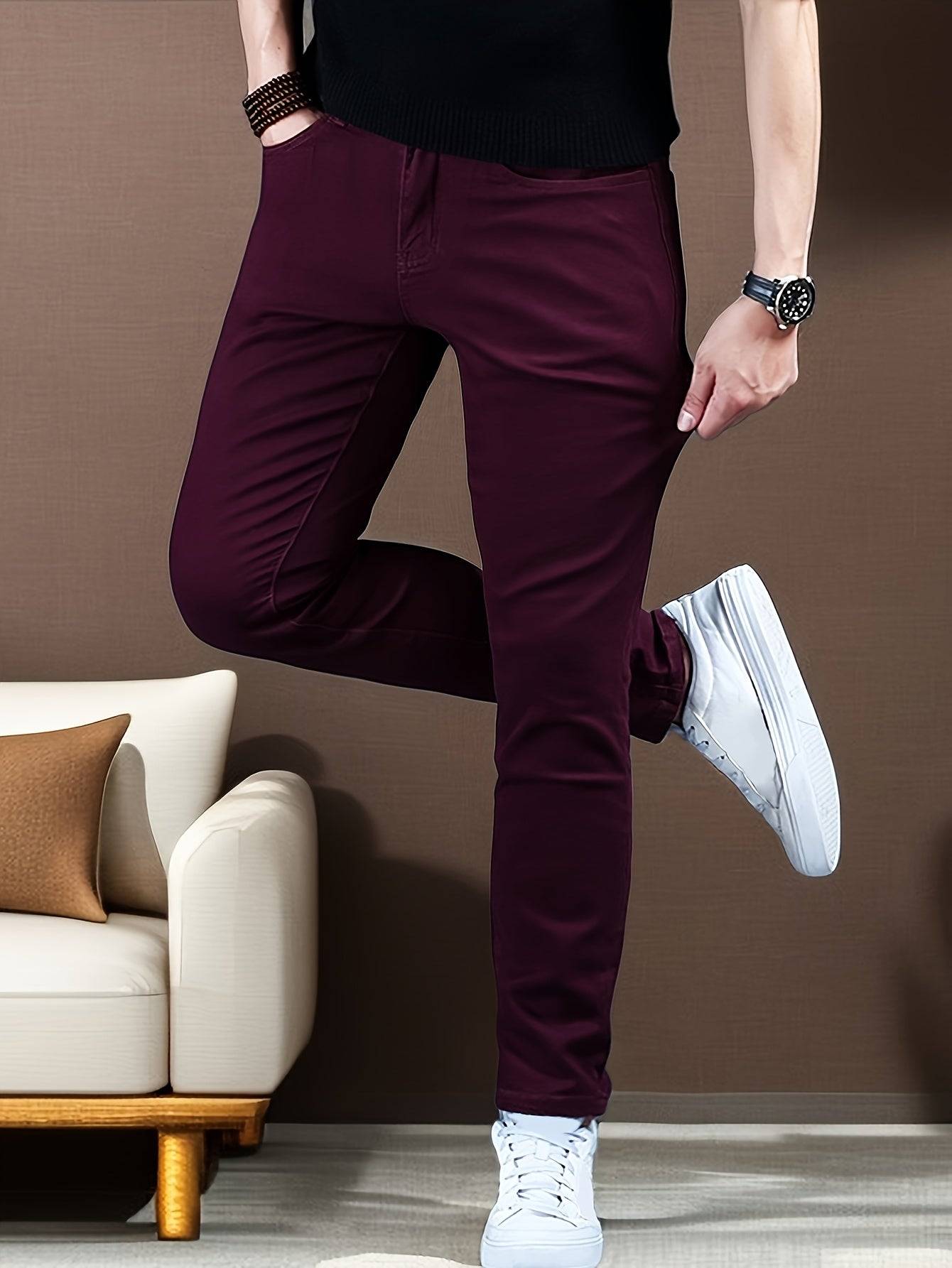 Men’s Slim Fit Jeans Stretch Denim with Elastic Waistband Cotton Blend Straight Leg All-Season Comfort Wear
