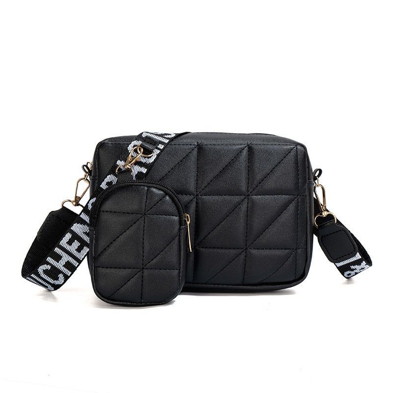 Women’s Two-Piece Messenger Bag Set PU Leather Soft Shoulder Bag with Small Crossbody Pouch