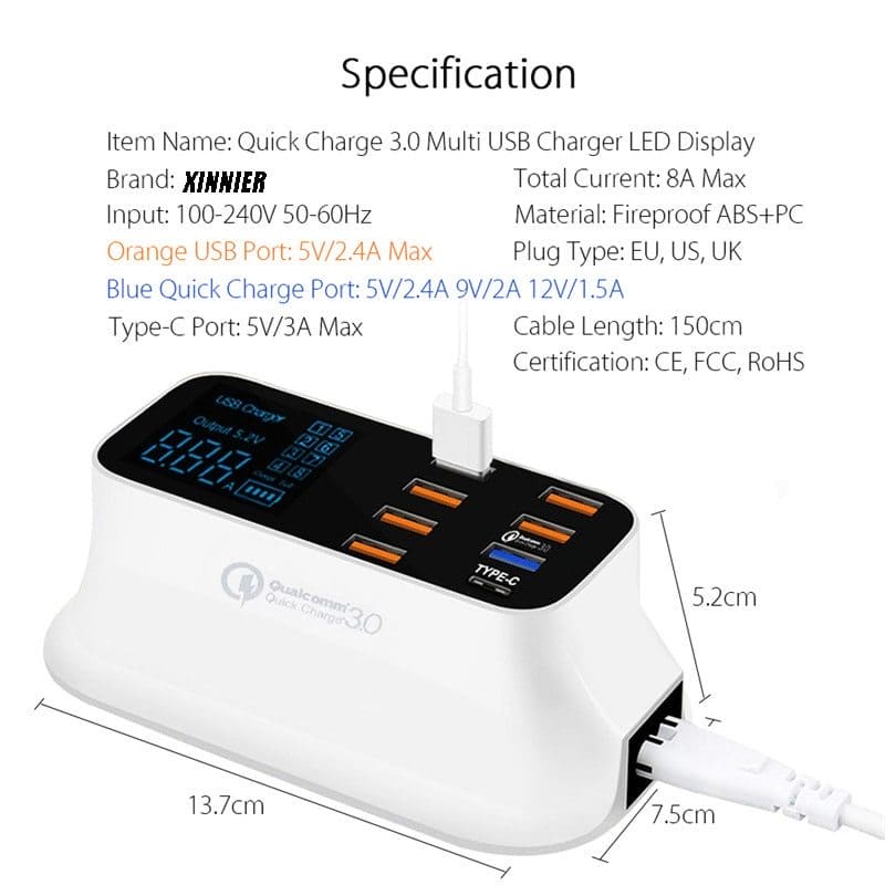 Quick Charge 3.0 Ordinary Smart USB Charger Station - PMMNAPOLES