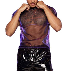 New Golden Thin And Glittering See-through Mesh Short-sleeved T-shirt For Boys - PMMNAPOLES