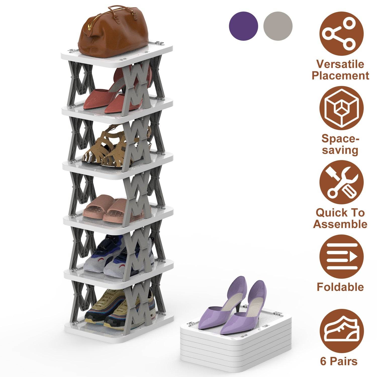 Foldable Vertical Shoe Rack for Small Spaces
