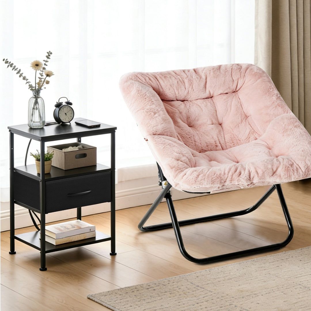 Bedside Table with Charging Station and Adjustable Shelves