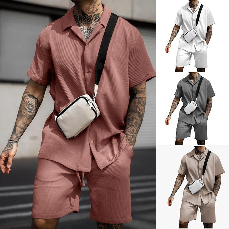 Men’s Cotton Two Piece Set Polo Shirt And Shorts