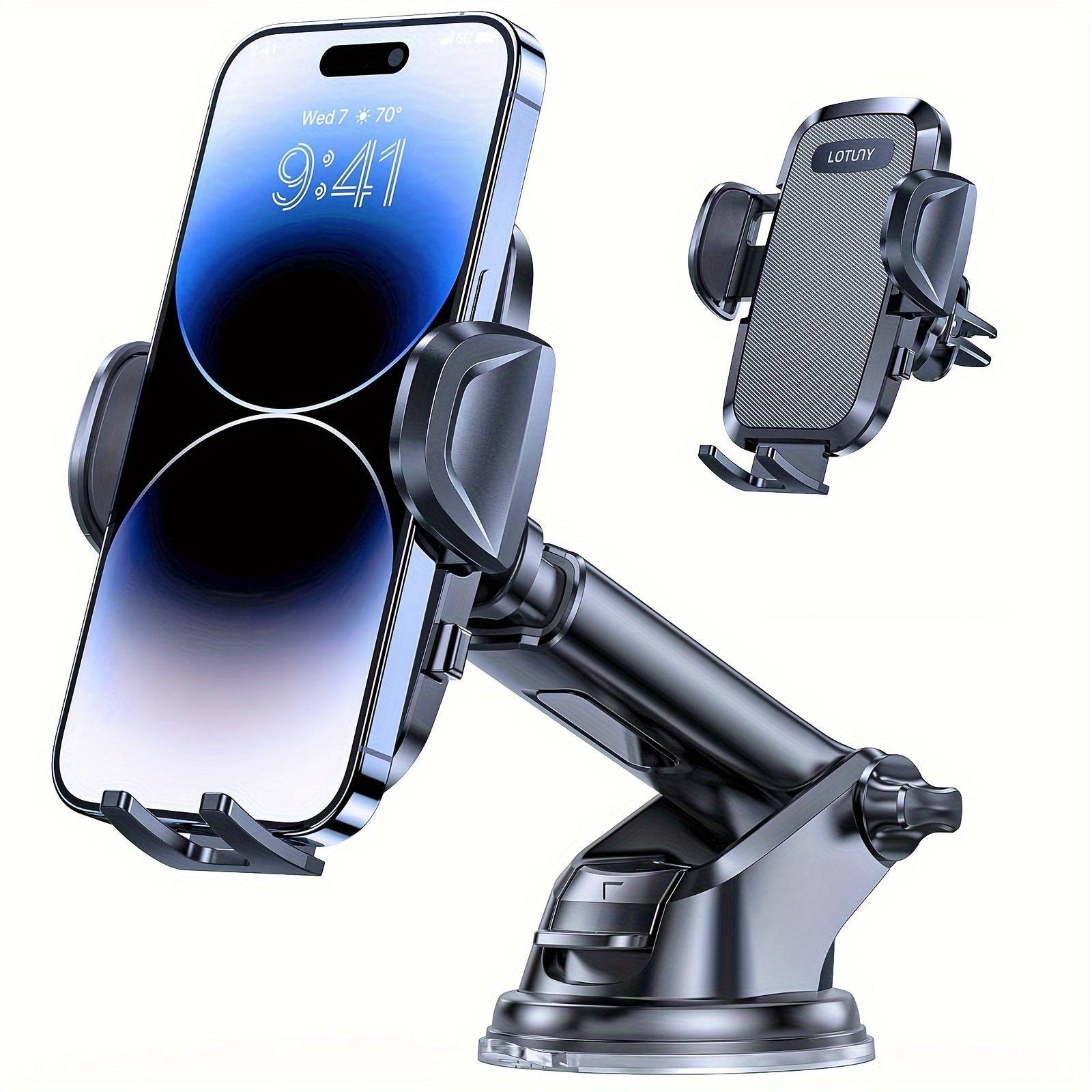 3-in-1 Universal Car Phone Holder – Hands-Free Mount for Dashboard, Windshield & Air Vent | Compatible with iPhone, Samsung, Google (4"–7.2" Phones)