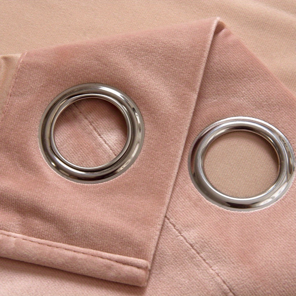4 Panels Elegant Velvet Blackout Curtains, 90% Light Blocking with Grommet Top, Soft Pink Vintage Style for Bedroom & Living Room, 55"x84"