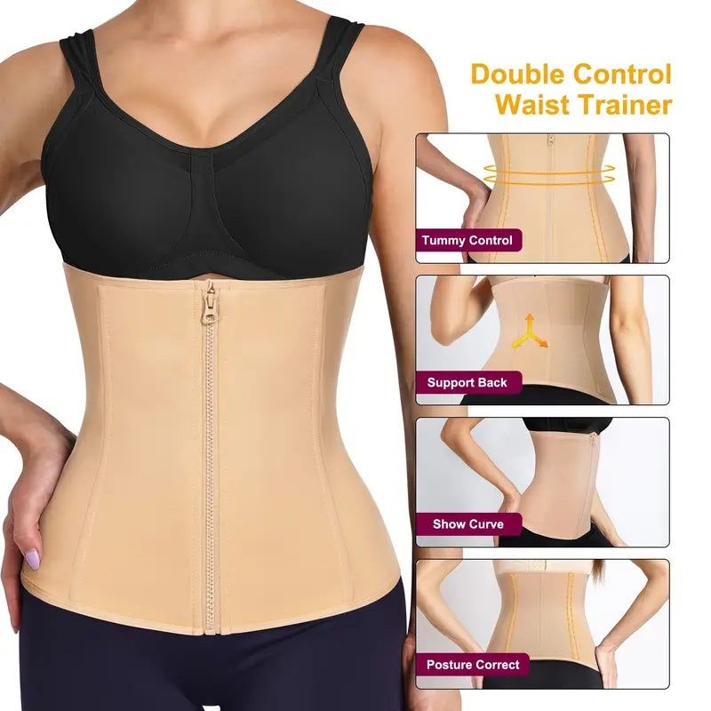 Waist Trainer for Women with Zipper Tummy Control Support