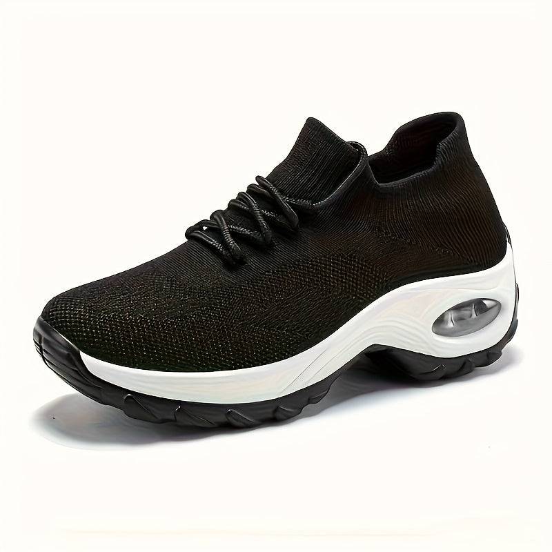 Unisex casual sports sneakers, flat bottom with non-slip sole, round toe mesh design for student running use