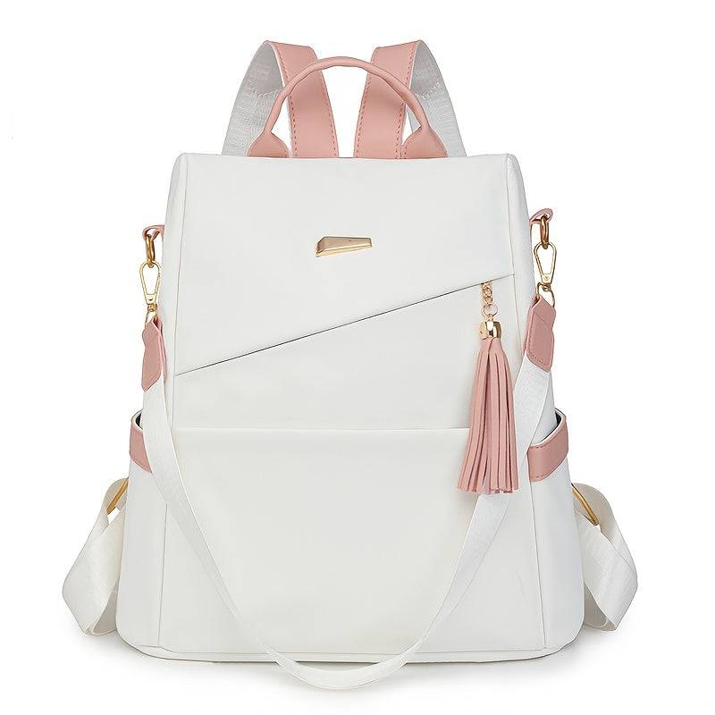 Women's Anti-Theft Travel Backpack, Lightweight PU Bag with Large Capacity, Adjustable Straps and Tassel Details, Stylish Design for Daily Use