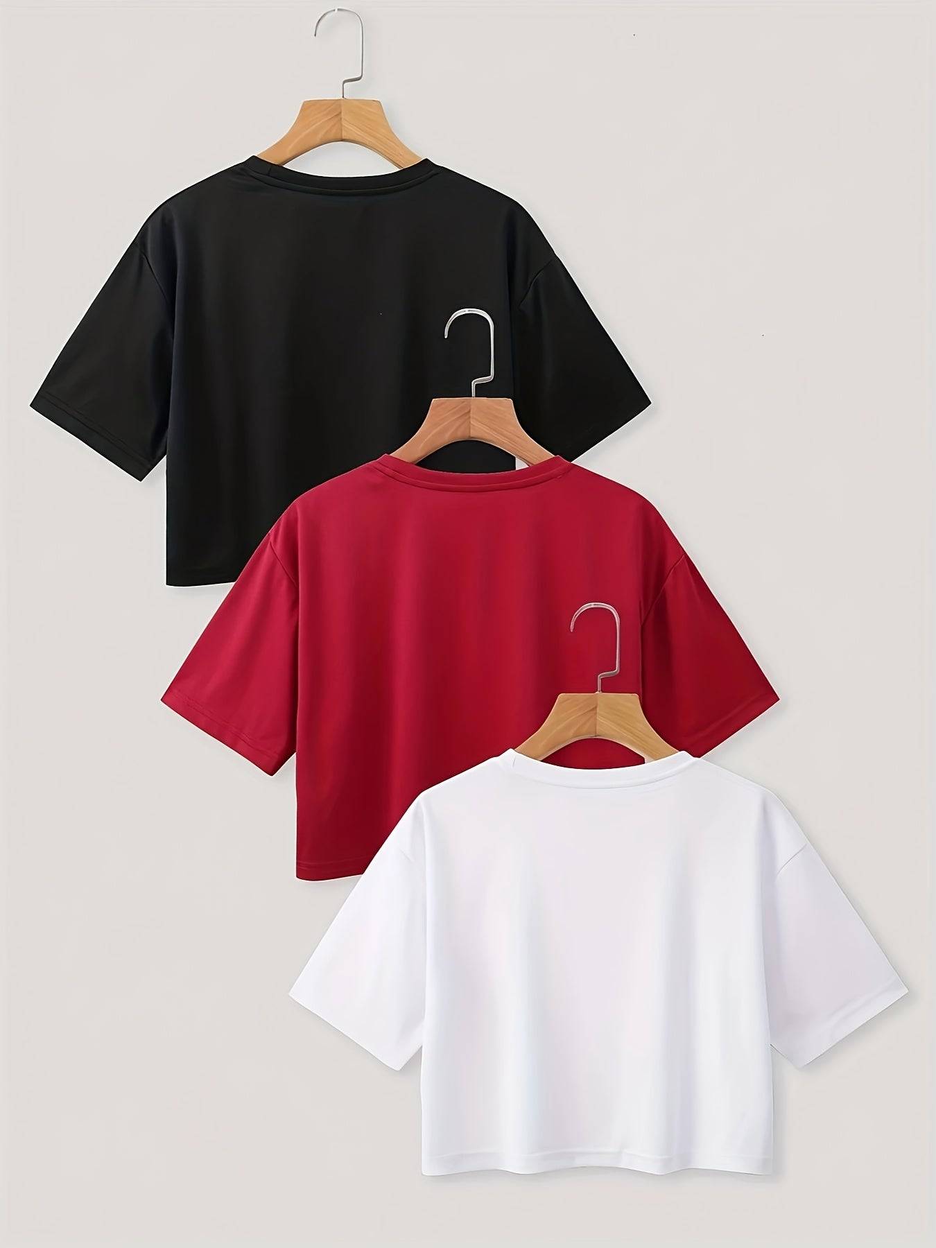 3-Pack Women’s Graphic Crop Tops California West Coast Print Tees with Round Neck & Short Sleeves