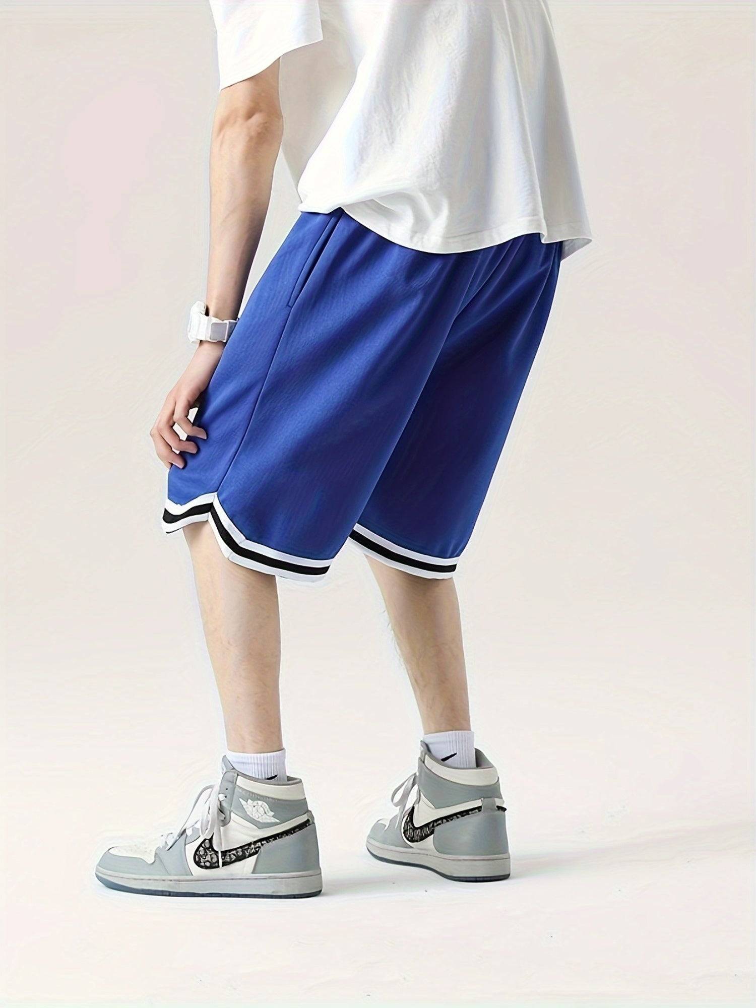 5 Pairs Men’s Sports Shorts Stretch Polyester with Elastic Drawstring Waist Loose Fit Solid Colors with Pockets for Gym, Running & Casual Wear