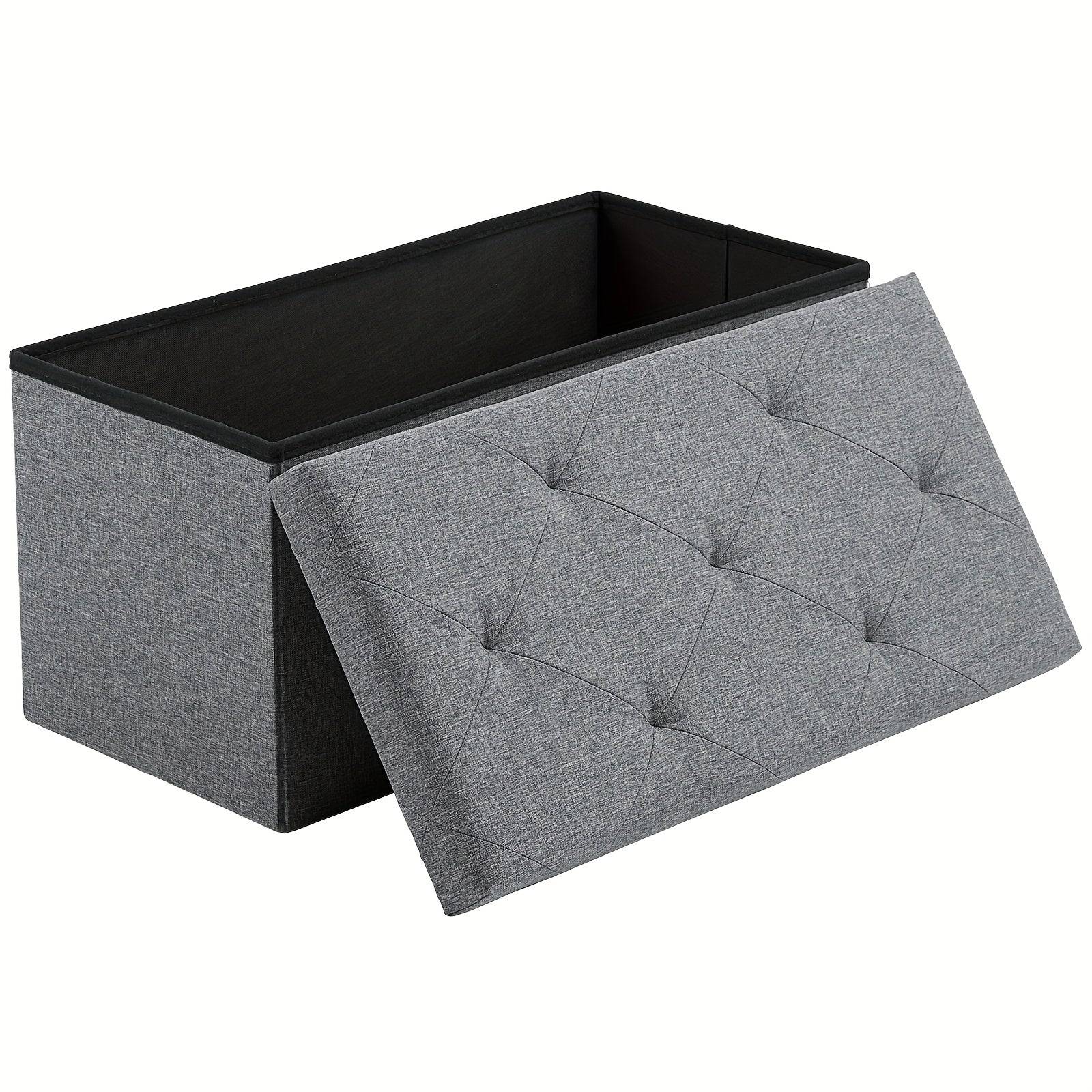 Folding Storage Ottoman Bench with Padded Seat, Multifunctional Storage Chest and End-of-Bed Stool for Bedroom or Living Room