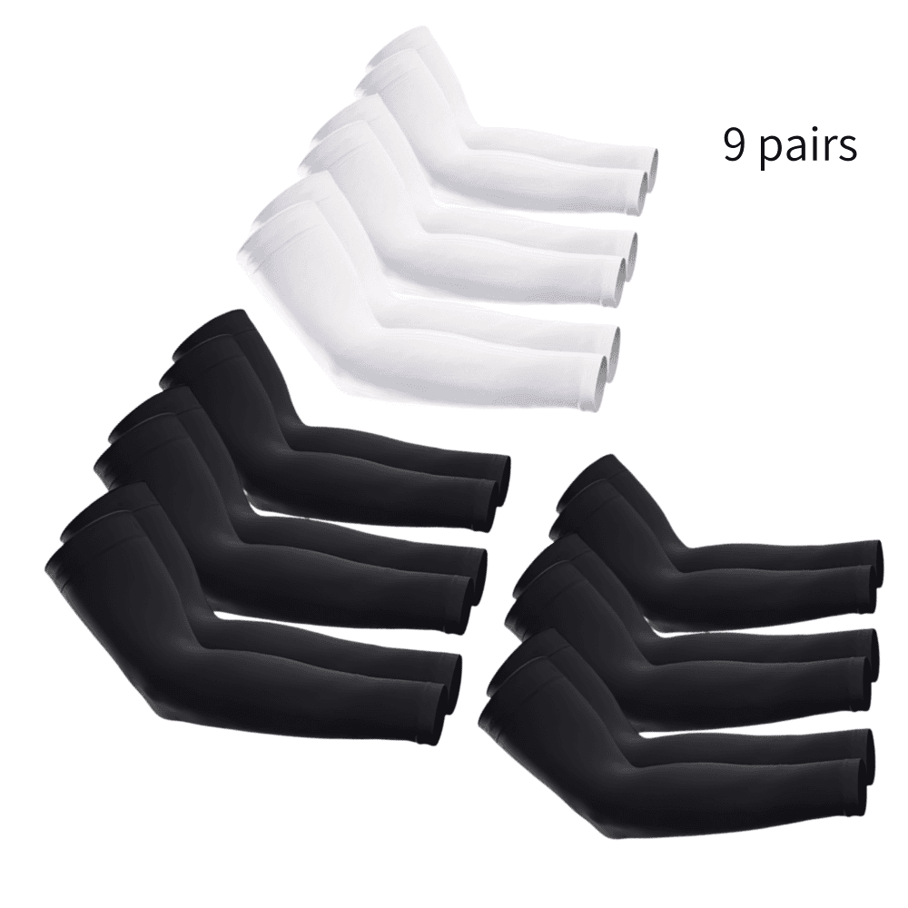 9 Pairs Men’s Sunscreen Sleeves Breathable Elastic Wrap Design Lightweight Solid Color Arm Covers for Travel & Outdoor Activities