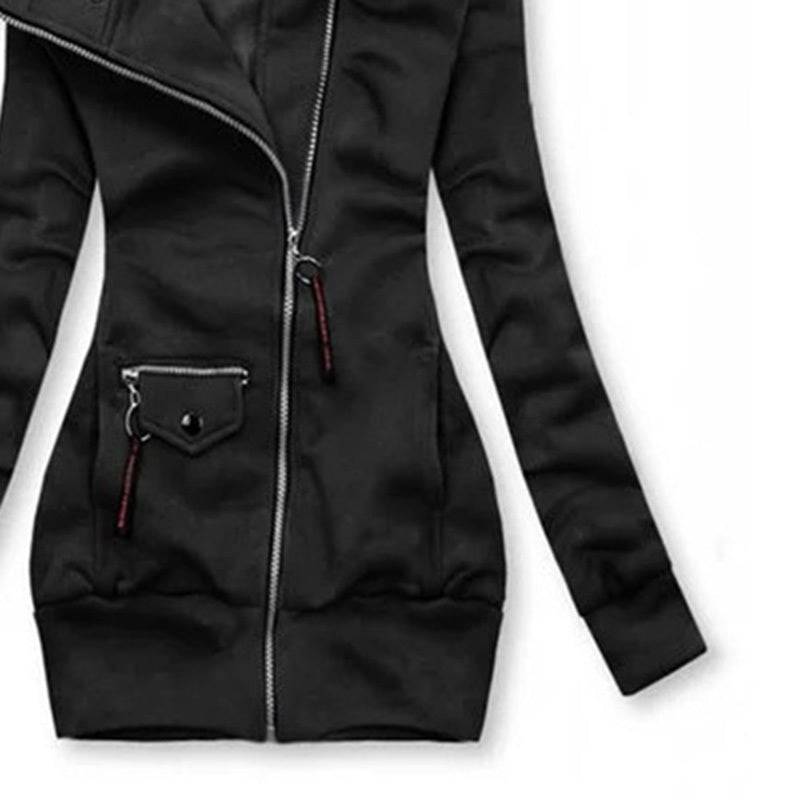 Slim Fit Hooded Jacket with Zip Front and Drawstring Waist