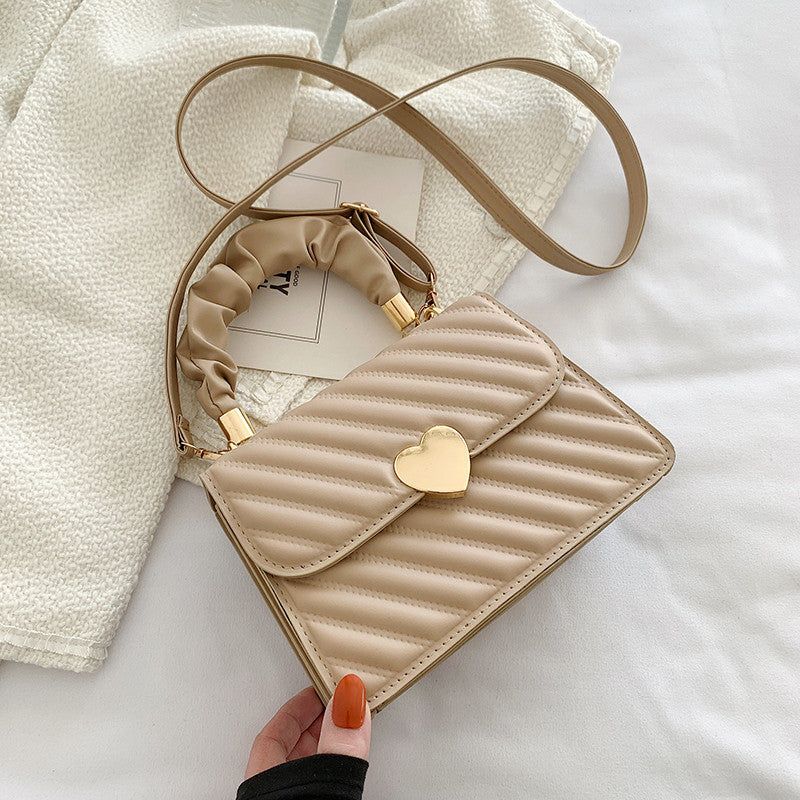 Womens PU Leather Tote Bag with Chain Strap and Love Metal