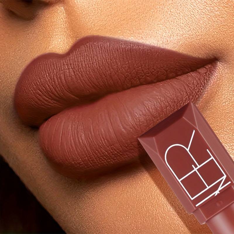 3pcs Velvet Matte Lipstick Set Waterproof Non-Stick Cup Formula with Squalane Long-Lasting Rich Brown, Pink, Purple & Red Shades