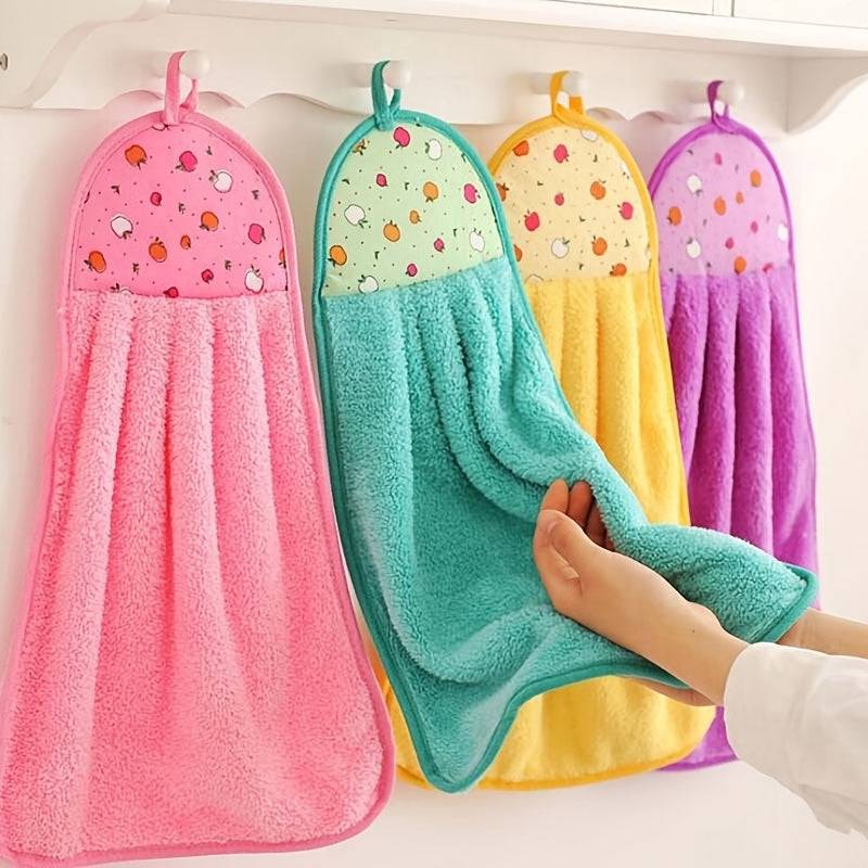 7pcs Kitchen Towel Set Ultra Soft Microfiber Coral Velvet Dish Towels Super Absorbent, Non-Shedding, Cute Cartoon Designs for Cooking & Cleaning
