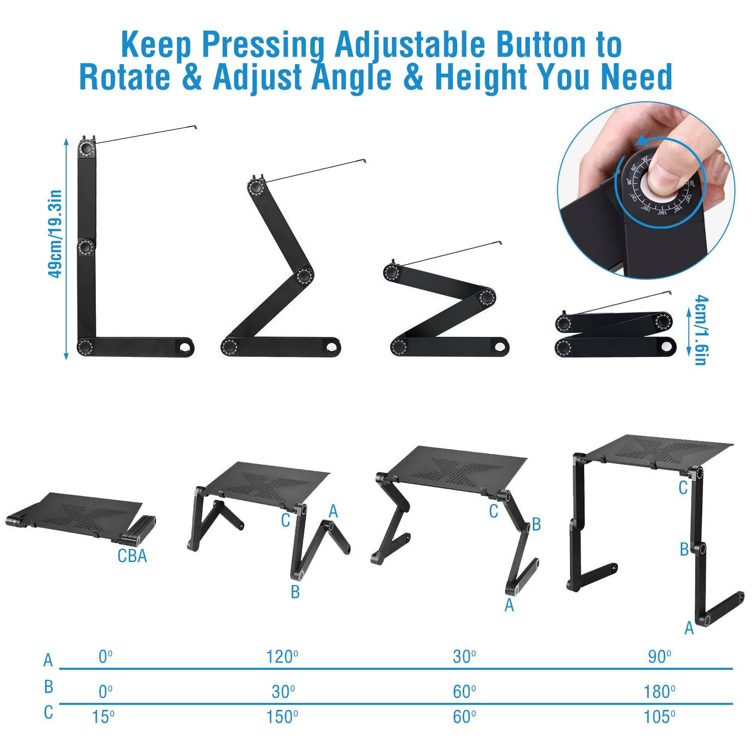 Foldable Laptop Table with 360 Adjustable Legs