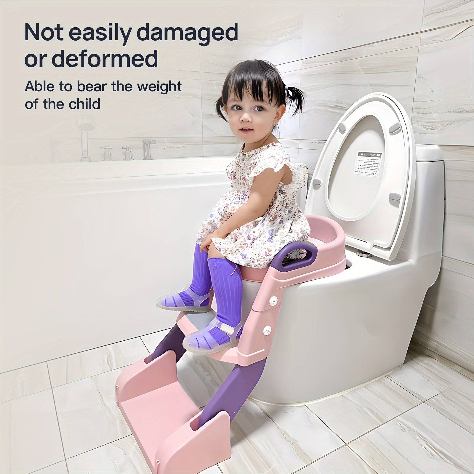 2-in-1 potty training seat for toddlers, adjustable height, soft cushion, anti-slip base and foldable design