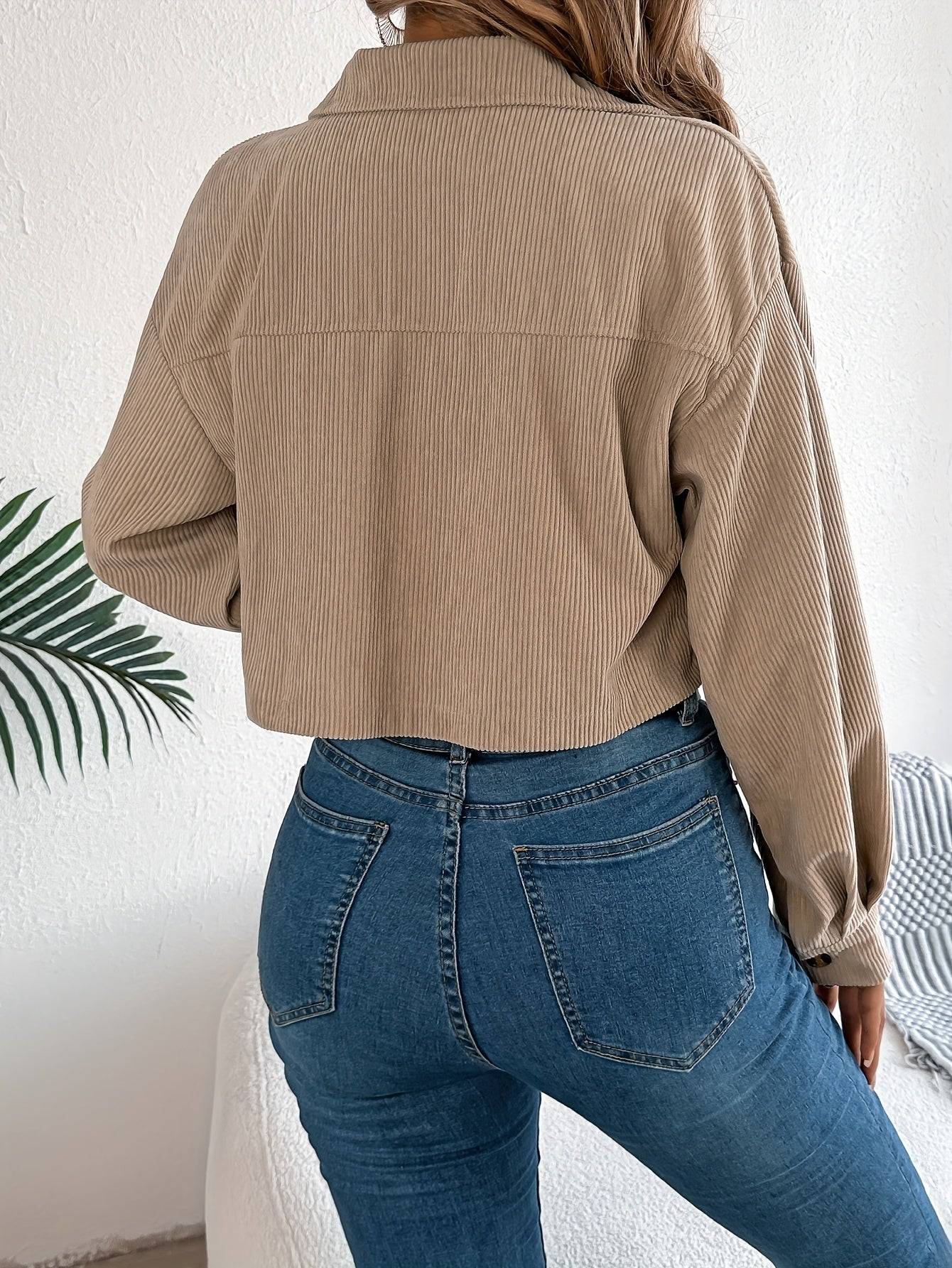 Women’s Cropped Oversized Blazer Jacket High Waist Loose Fit with Zipper Lightweight Outerwear for Spring & Fall