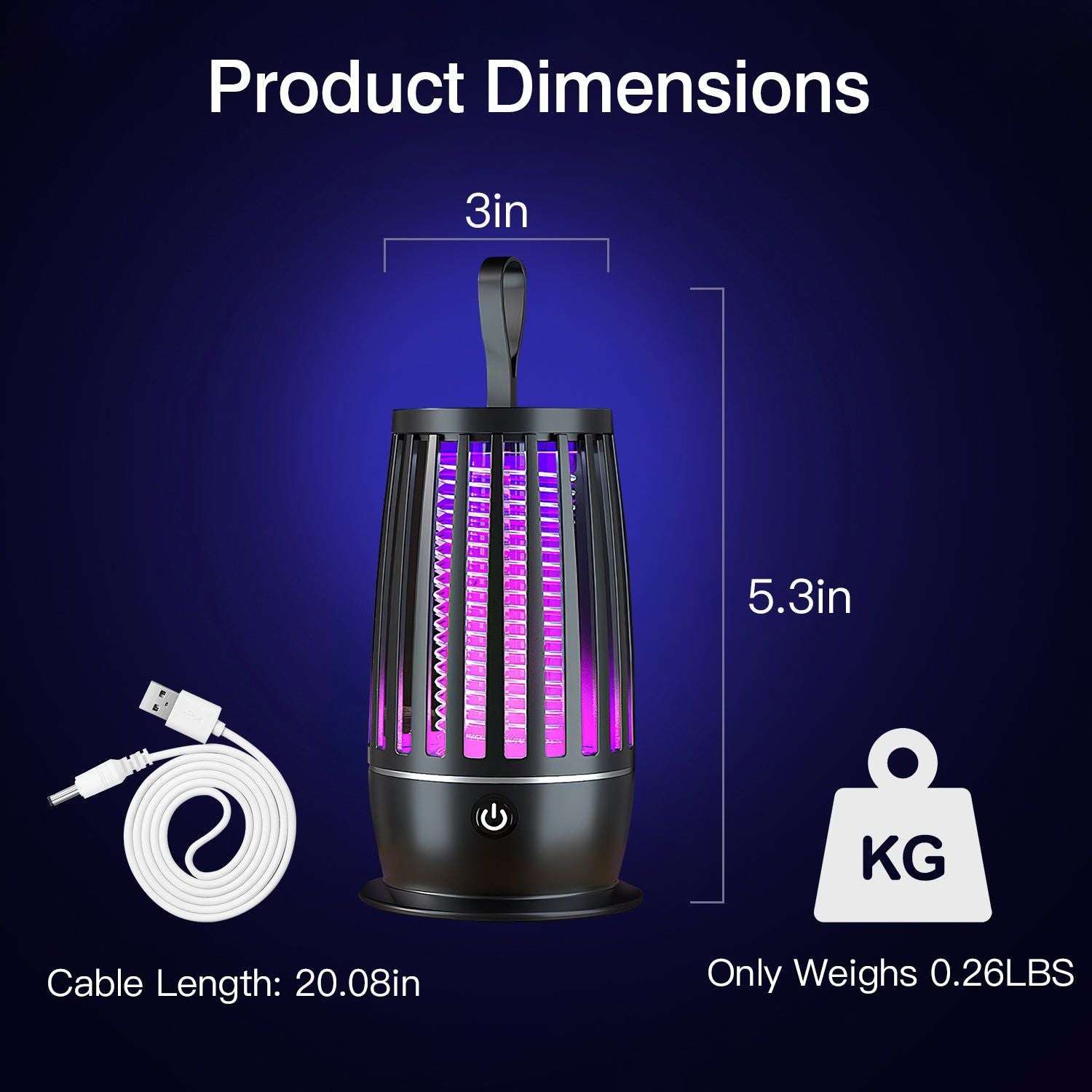 Rechargeable Insect Zapper Lamp with 3000V Grid and UV Light