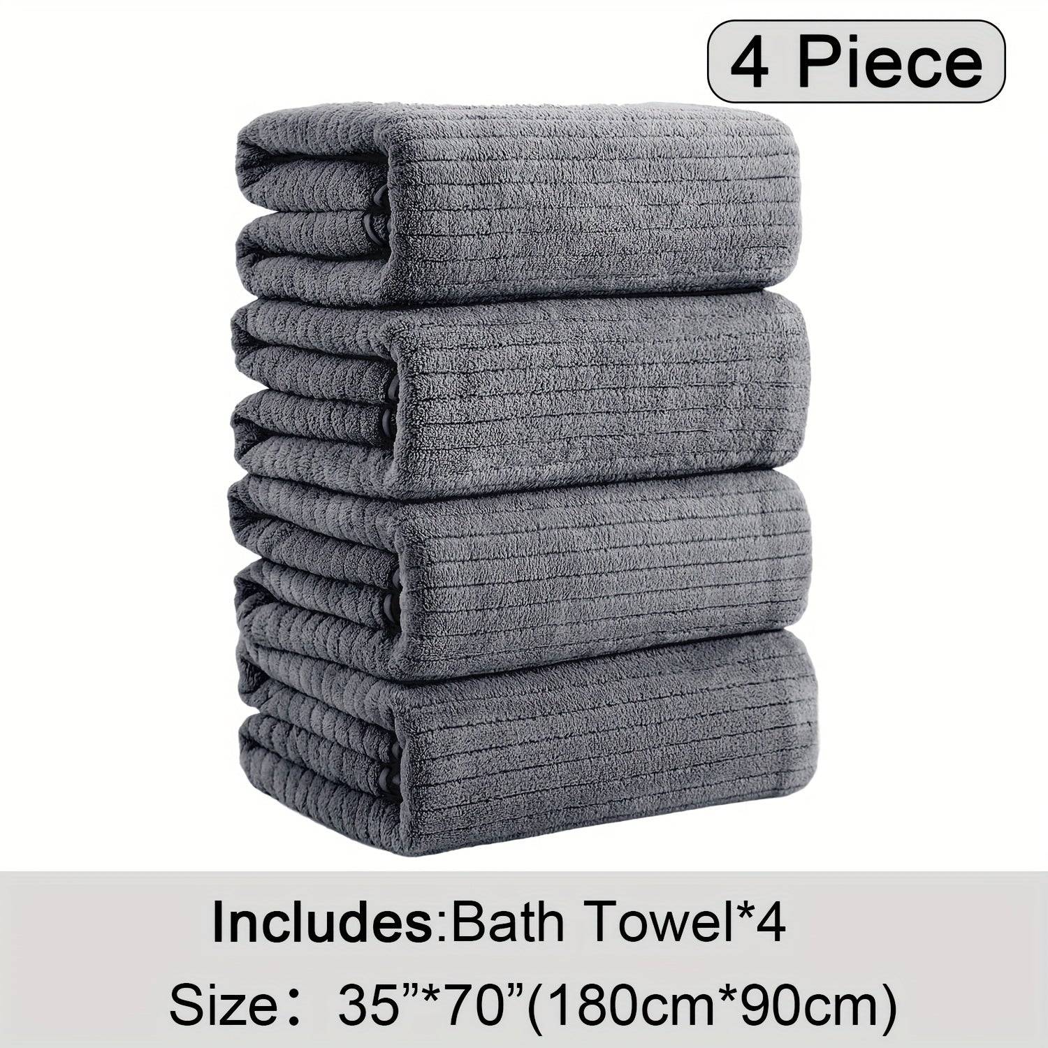 4-Pack Oversized Bath Towels Set 35"x70" XL Microfiber Towels Quick-Dry, Soft & Absorbent for Family or Hotel Use