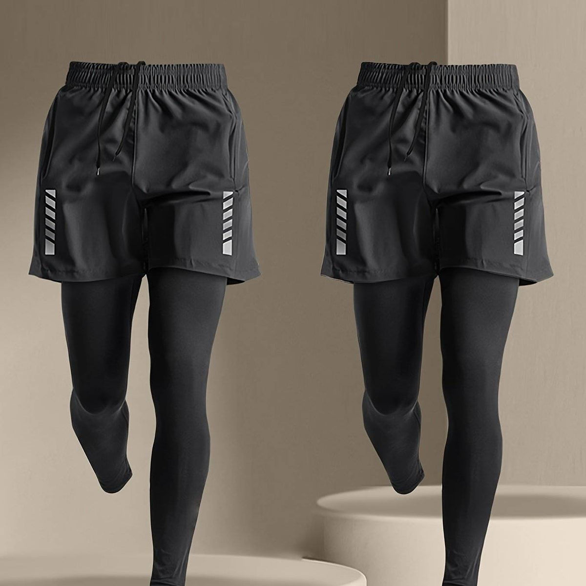 4pcs/6pcs Men’s Sportswear Set – Breathable Shorts & Compression Tights, Moisture-Wicking & All-Season Training Gear