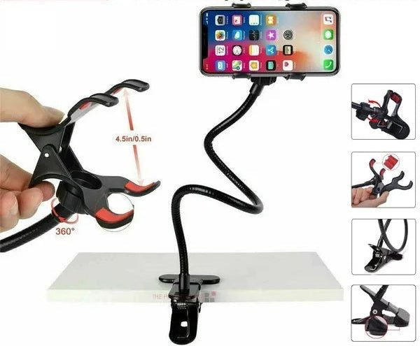 Gooseneck Phone Stand Adjustable Clip Mount