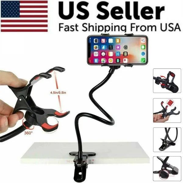 Gooseneck Phone Stand Adjustable Clip Mount