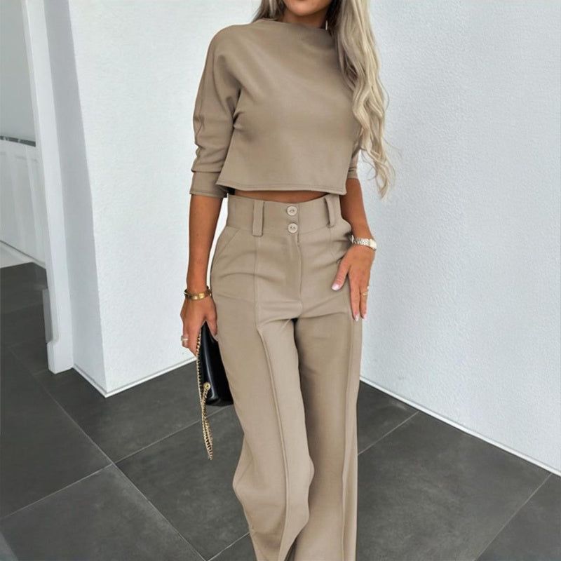 Office Outfits for Women Two Piece Cotton Blend Suit Set