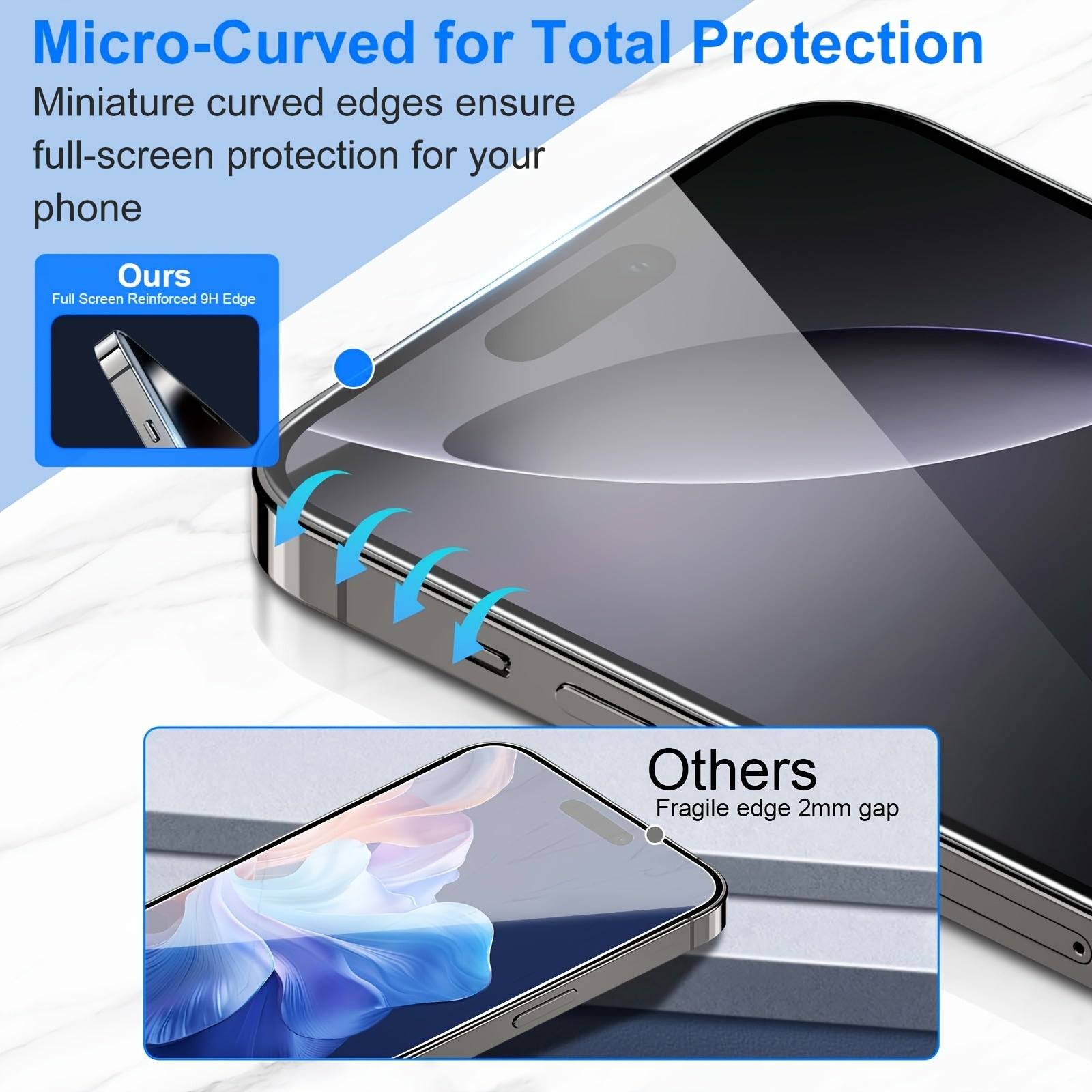 8-Pack Anti-Spy Screen Protector for iPhone X–16 Pro Max 9H Tempered Glass, Privacy, Scratch & Fingerprint Resistant
