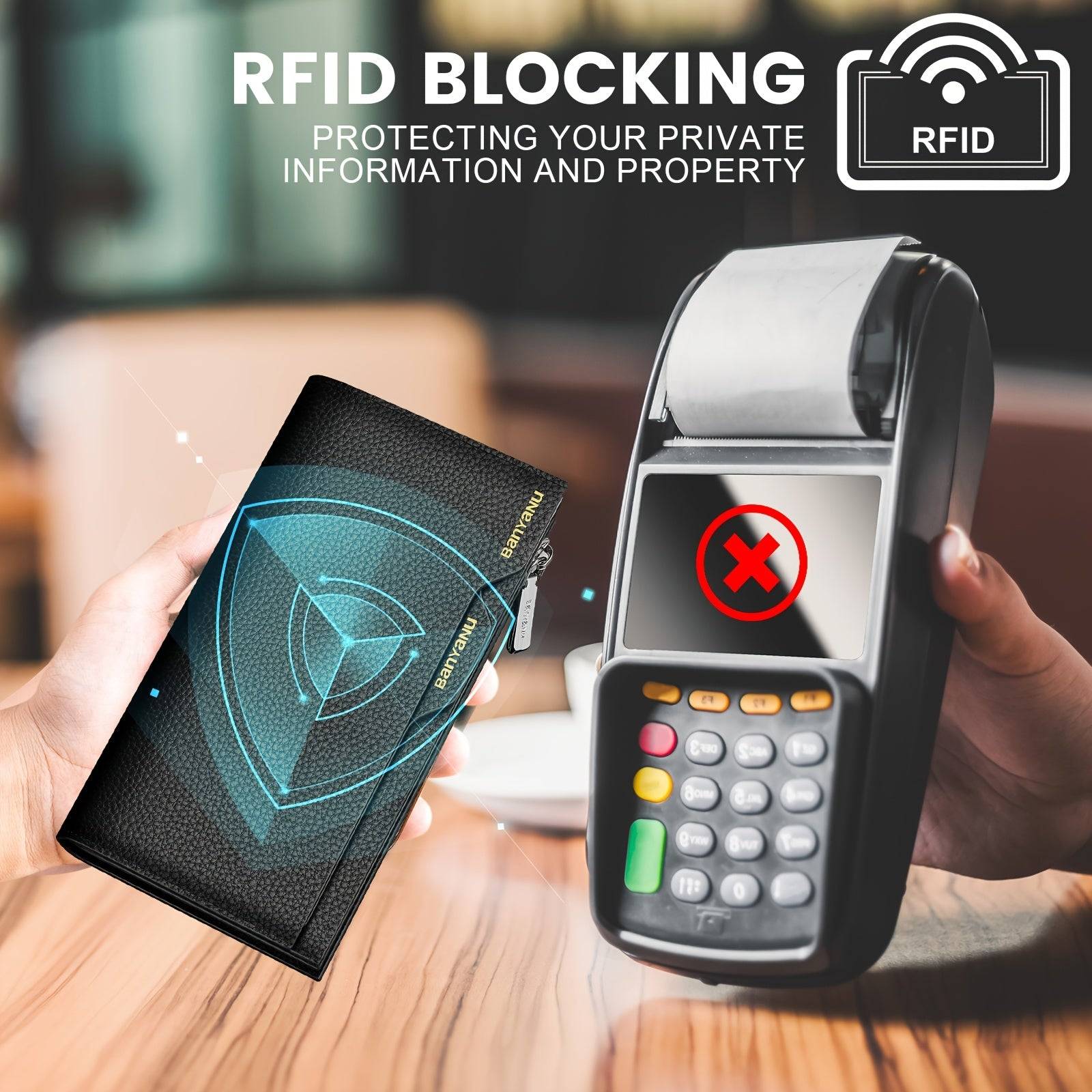 Genuine Leather RFID Blocking Clutch Wallet Large Capacity with 26 Card Slots, Phone Pockets & 2 ID Windows for Men & Women