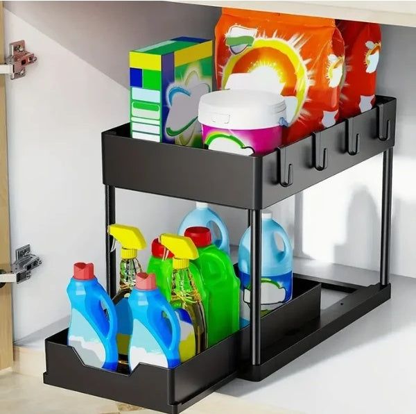 Under Sink Organizer Adjustable Shelf Cabinet Rack