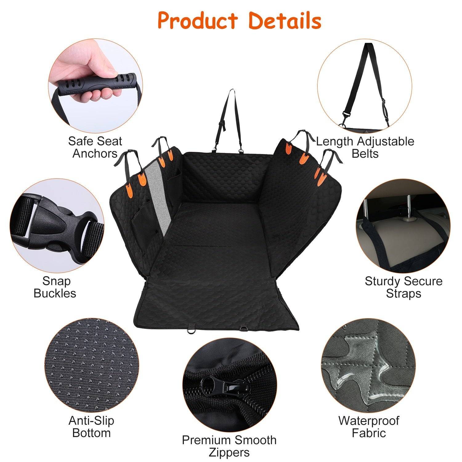 Waterproof Dog Car Seat Cover with Mesh Window