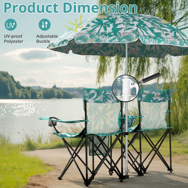 Portable 2 Seat Beach Chair with Removable Umbrella