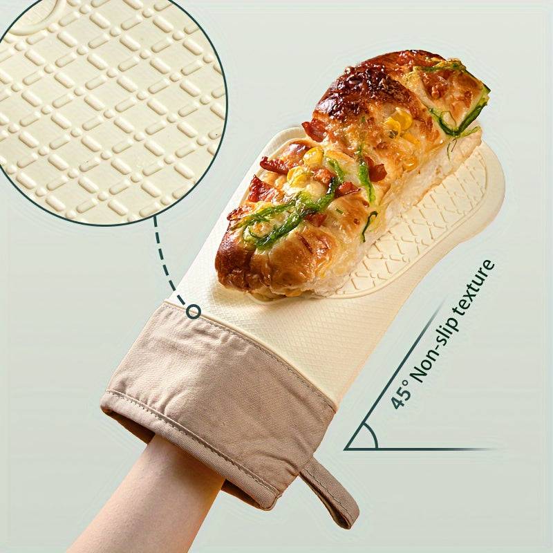 2pcs Oven Mitts Kitchen Gloves Thickened Silicone Heat-Resistant & Non-Slip Design Baking and Microwave Anti-Scald Protection