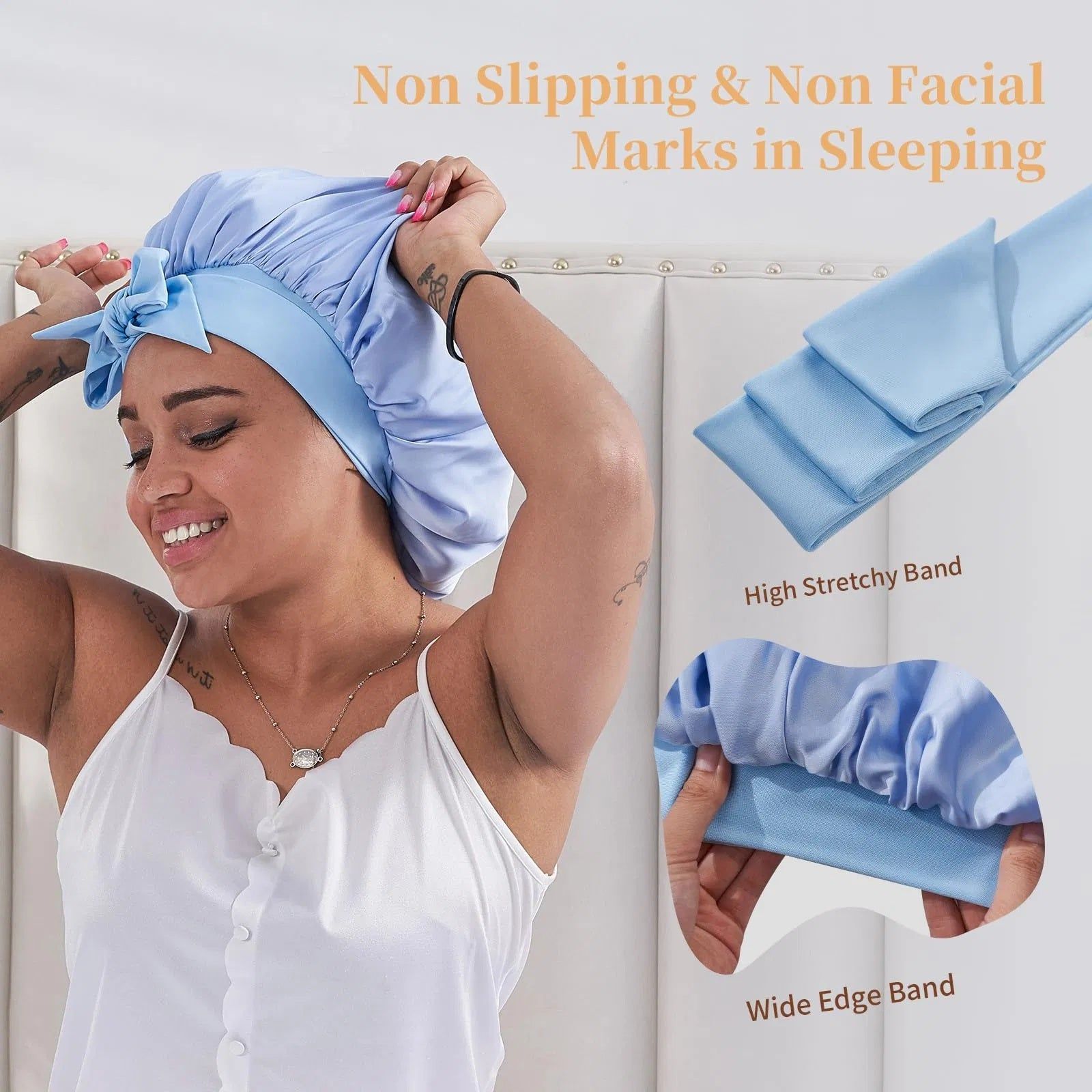 Silk Bonnet Satin Sleep Cap Adjustable Reversible Design