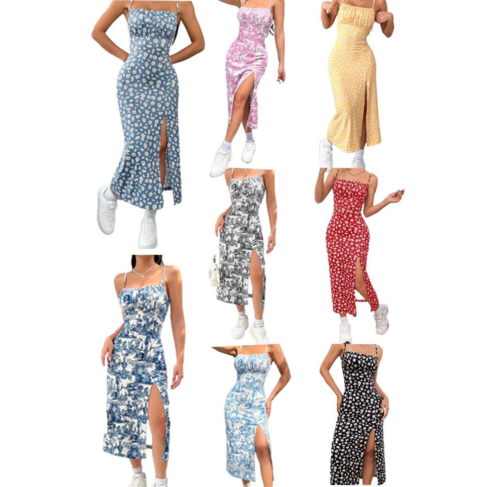 Women’s Sleeveless Sunflower Print Dress Casual Style